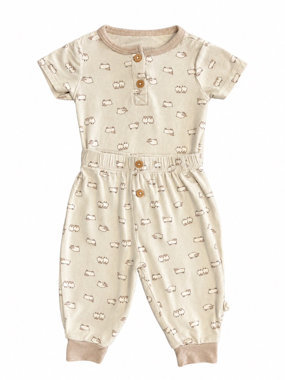 Milkberry Bamboo Sheep Print Bodysuit Pants Set 0–3M